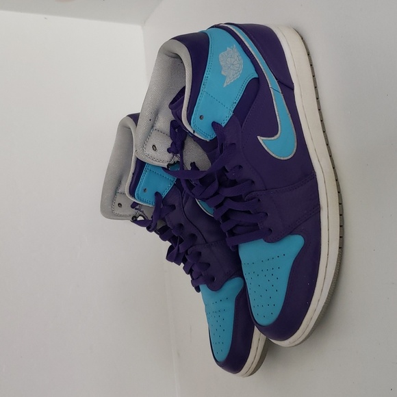 Nike Air Jordan 1 Mid Men's Basketball Shoes Shoe Blue Purple Size Mens 11 - Picture 3 of 9